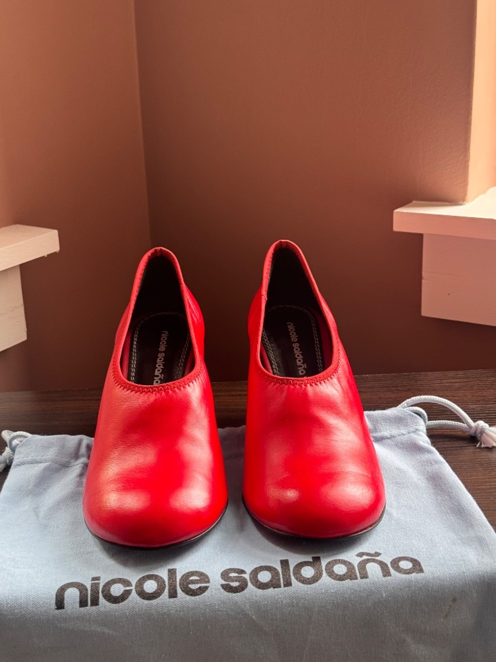 NICOLE SALDAÑA Red Harper Leather Heels - Picture 3 of 10